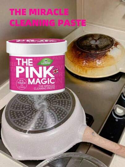 Pastă de curățare pentru oțel inoxidabil, cremă de curățare Pink Magic pentru pete de ulei, aragaz, aragaz pe gaz, hotă, curățitor de oale și tigăi, instrumente magice pentru îndepărtarea ruginii în bucătărie, cremă de curățare detartrantă, articole de curățare pentru bucătărie, instrumente de curățare, potrivit pentru băi și bucătării (livrare aleatorie, ambalaje noi și vechi)