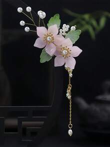1个复古春夏粉色樱花流苏发夹，不褪色，长10厘米，时尚发饰，优雅时尚发爪，适合女性和女孩，日常装饰发髻、马尾辫、侧刘海，头部配饰，情人节配饰，女士发饰，发夹 - 彩色 - 查看 1