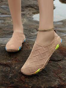 女士速干涉水鞋，适合溪流徒步、沙滩漫步、钓鱼等活动，轻便透气，女士拖鞋 - 卡其色壓花 - 查看 11