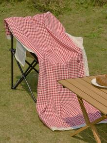 1pc Red Plaid Picnic Mat, American Country Chic Decor Tablecloth For Living Room, Coffee Table, TV Stand, Holiday Party, Birthday, Afternoon Tea, Photography Backdrop, Everyday Use - Multicolor - View 5