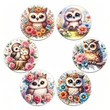 6 pièces/set Sous-verres en bois design hibou - cadeau de pendaison de crémaillère unique - sous-verres comme cadeaux pour les fêtes - décoration de salon, convient pour offrir en cadeau