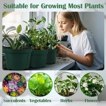 Seedling Starting Pots 15 Pack: Thickened Plastic Pots For Plants, 8/6/4 Inch Plant Nursery Pots With Drainage Holes, Flower Pots For Indoor Outdoor, Black - 綠色 - 查看 6