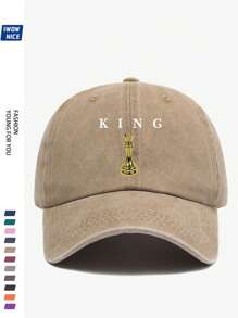 1pc "THE KING Black Chess King Design" Vintage Trucker Cap - Unisex Urban Casual Baseball Hat, Retro Adjustable Breathable Design, Suitable For Men And Women, Comfortable All Seasons, Multiple Colors And Sizes Available (2025 Spring Collection)