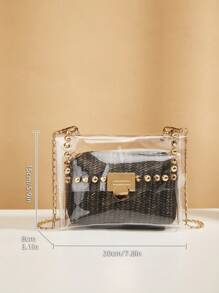 Bolso de cadena transparente, nuevo bolso de gelatina transparente para mujer, bolso cuadrado de hombro versátil con cadena tejida, adecuado para salir, ir al trabajo, regalar y uso diario, verano