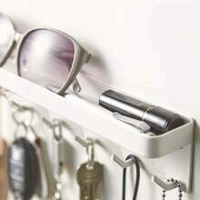 1pc Iron Fridge Side Mount Magnetic Storage Rack With Hook, No-Drill Household Key Holder - Multicolor - View 2