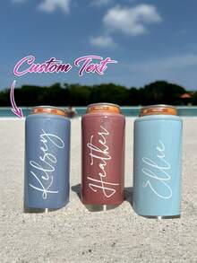 1pc 12oz Customized Stainless Slim Can Cooler, Customizable With Your Name,For Fathers Dad Gift,Wedding Bridesmaid Gift And For Camping Equipment,Sports Outdoor Water Cup,Party Gifts, ,Bridal Gift, Bachelorette Party Cup, Vinyl Decal, Easter Mother's Day Gift, Bachelorette Party Favors, Girls Trip Cups - Cooler - View 2