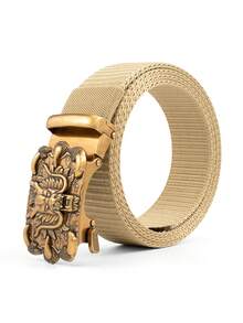 奢华男士皮带，强劲中国龙图案自动扣棘轮腰带，独特复古风格男士腰带，时尚百搭，适合商务、休闲和运动场合 - A - 查看 10