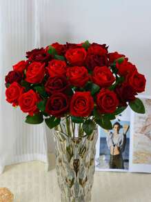 Rosa di velluto artificiale, decorazione per matrimoni, decorazione domestica per San Valentino, regalo di rose, rosa rosa