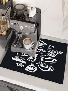 1 Stück saugfähige Abtropfmatte, Kaffeemaschinen Matte, handgefertigte Kaffekanne Abtropfmatte mit Vintage Blumenmuster, Küchenarbeitsplatten Abtropfmatte, Frühstücksmatte, hitzebeständig rutschfeste Rückseite Abtropfmatte, Diatomeenerde Abtropfmatte, die Flecken verbirgt, super saugfähige Küchen Abtropfmatte, einfach zu reinigende Geschirrablage Matte. Geeignet für Küche, Esstisch, Cafés, Bars, Feiertage, Partys, Heimdekoration und Geschenke.