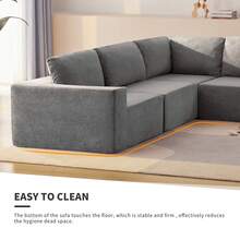 116*116" Modular L Shaped Sectional Sofa, Luxury Floor Couch Set, Upholstered Indoor Furniture, Foam-Filled Compressed Sofa For Living Room, Bedroom, 5 PC Free Combinations - Gray - View 6