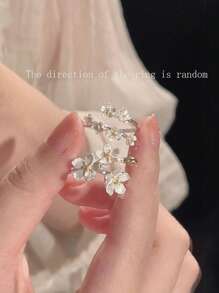 2pcs/Set Retro Chic Blossom Design Open Front Finger Ring, And Elegant Set