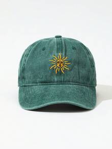 DareSee 1件刺繡太陽戶外棒球帽，復古水洗卡車帽，透氣可調節高爾夫遮陽帽，男女通用，Y2K情侶遮陽帽，音樂節 Y2KFest 返校季秋冬禮物 - 墨綠色 - 查看 4