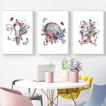 1pc Physician Gift Medical Device Watercolor Art Painting Canvas Print Caduceus Stethoscope Microscope Poster Clinic Wall Art Decor Optional Frame ,Wall Art With Frame - Multicolor - View 3