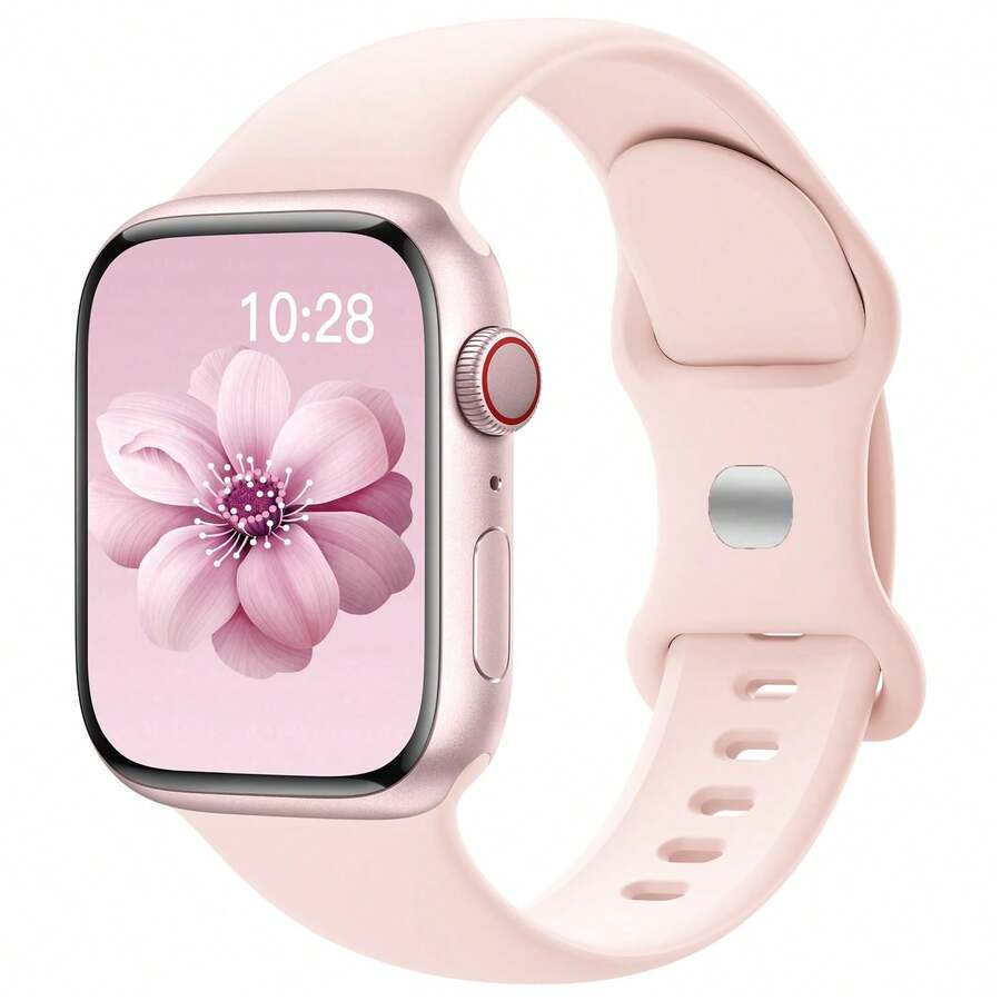 Sport Bands Compatible With Apple Watch Band 38mm 40mm 41mm 42mm 44mm 45mm 49mm 46mm,Silicone Strap Compatible With Watch Series 10 9 Ultra 8 7 6 5 4 3 2 1 SE Women Men - Pink - View 1