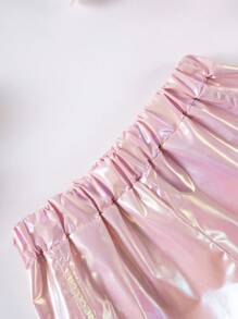 1 buc. Pantaloni scurți drăguți iridescenți pentru fete, îmbrăcăminte de vară la modă pentru copii