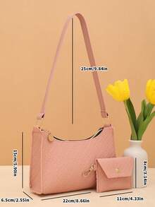 Versatile Large Capacity Underarm Bag & Shoulder Bag Combination For Casual Everyday Use - Pink - View 6