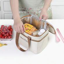 1pc Insulated Lunch Bag Lunch Box Tote Bag, High Aesthetic Lunch Carry Bag With Aluminum Foil Lunch Box Compartment For Office