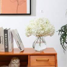 1/10/20 件（含铁丝）人造花绣球花束茎丝叶喷雾仿新娘花束枝绿叶茎丝塑料植物花卉适用于家庭派对婚礼装饰情人节、新年装饰