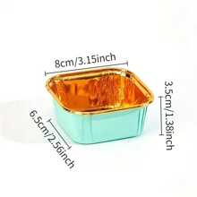 50pcs Square Cupcake Liners, 12 Colors, Single-Sided Gold, Heat-Resistant Disposable Aluminum Foil Baking Cups, Suitable For Wedding, Valentine's Day, Christmas, Halloween, Easter, Thanksgiving
