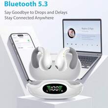 Ultra Open-Ear-Earbuds Wireless Bluetooth - Ergonomic Clip-On Headphones, Small Bone Conduction Earbuds With Waterproof Design, Perfect Running Headphones For Sports, Fitness, And Workouts - S19-ultraFit Series - Elegant White - View 7