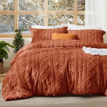 Luxurious Tufted Boho Comforter Set Queen Size - Premium Beige Bedding Ensemble With 3-Piece Shabby Chic Embroidery, Ideal Gifts For Women, Soft Jacquard Queen Comforter For All Seasons - 27 - 赤陶 - 優雅 - 查看 1