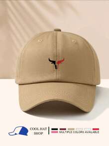 1 pièce Casquette de baseball unisexe avec imprimé minimaliste de tête de taureau, chapeau de soleil, chapeau de sport décontracté pour homme et femme, adapté aux déplacements quotidiens