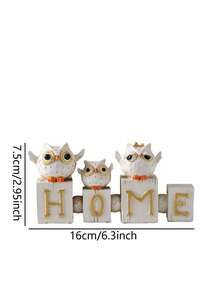 1 件猫头鹰与家居图案装饰工艺品，创意树脂家居装饰，适合室内外装饰 - 彩色 - 查看 9