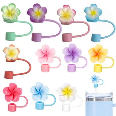 Flower Cup Straw Cover 1 Pc Silicone Cap For 0.4in Straws, Compatible With Cup 30 40 Oz Cup Accessories, Cute Funny Tumbler Straw Toppers Accessories,Kitchen,Christmas Gift,School Supplies