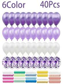 40Pcs/Set 12inch Mix Purple Confetti Latex Balloon For Birthday Wedding Balloons Party Decorations
