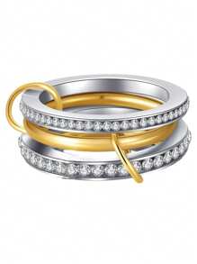 1 Stück Damen Mode Edelstahl Multi-Loop Kubikzirkonia Ring mit Layered Design, geeignet für den täglichen Gebrauch und Partys