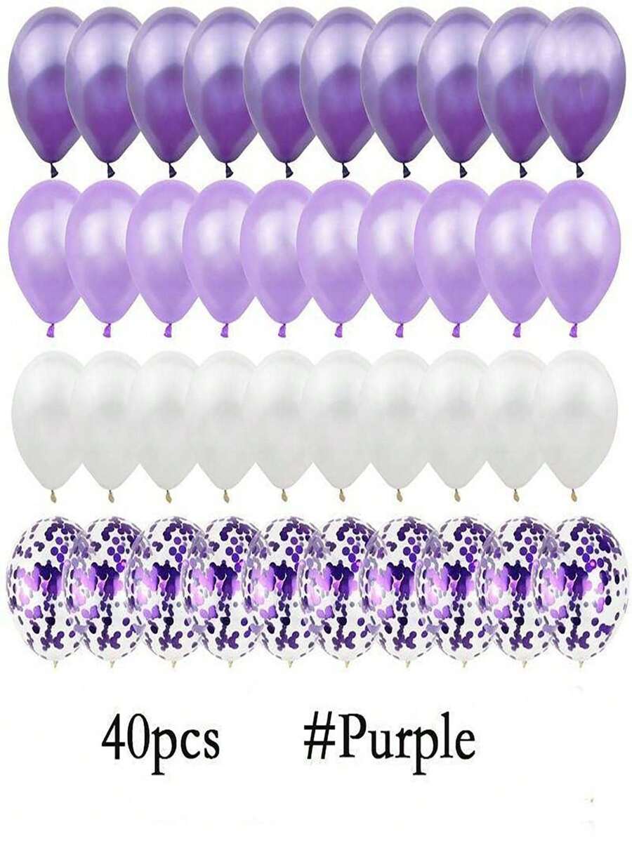 40Pcs/Set 12inch Mix Purple Confetti Latex Balloon For Birthday Wedding Balloons Party Decorations