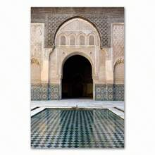 1pc Tranh vải canvas hình vòm Maroc trích dẫn Hồi giáo Nghệ thuật treo tường Nhà thờ Hồi giáo Hassan Sabr Bismillah In hình trang trí Ả Rập Khung tùy chọn, Nghệ thuật treo tường có khung - Nhiều màu - Xem 45