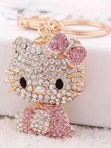 Sanrio 1 Stück Schlüsselanhänger Katze aus Strass-Legierung, Tasche/Auto Deko, kreativ