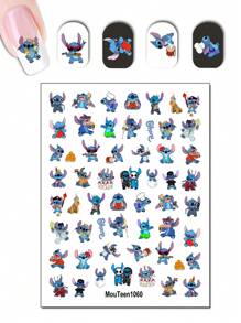 Disney Adesivi per unghie con trasferimento d'acqua a tema Ognissanti , con motivi di Stitch, , zucche e principesse, per arte di unghie e cosplay Ognissanti