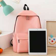 4pcs Back To School Set: Backpack, Stationery Bag, Document Bag, Mini Crossbody Bag, College Style, Solid Color, Large Capacity