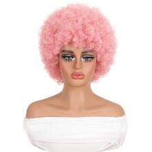 DZfirst 男女通用非洲式假发 - 70 年代中性款搞笑派对非洲式卷发假发，带刘海，8-14 英寸 - 彩色 - 查看 13