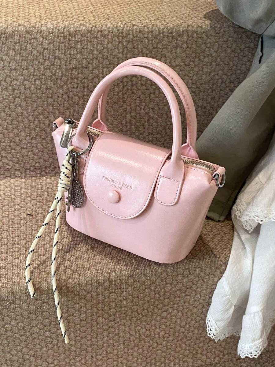 高端复古时尚手提包，多功能商务/通勤手提包，配有可拆卸肩带，适合女士，全新设计 - 粉色 - 查看 1
