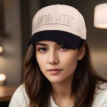 Vintage Two-Tone Trucker Hat Adjustable Baseball Cap With Mommin Embroidery Ponytail Fit Unisex Outdoor Casual Headwear