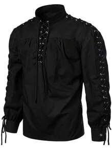 Men Bandage Renaissance Shirts Gothic Pirate Cosplay Costume Tops