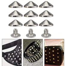 50 Sets Silver Alloy Cone Spikes And Studs, 4.7mm 3/16" Bullet Screw Back Punk Studs For Clothing, Shoes, Leather Craft, Belts, Bags With Installation Tools