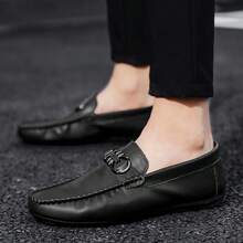 Men's Fashion Streetwear Flat Loafers, Comfortable Non-Slip Casual Slip-On Shoes Suitable For Men Office, Business, Casual And Leisure Activities - Black - View 8