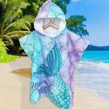 1pc Hooded Cloak Bath Towel, Minimalistic & Multipurpose Beach Wear Bathroom Decor Summer Back To School