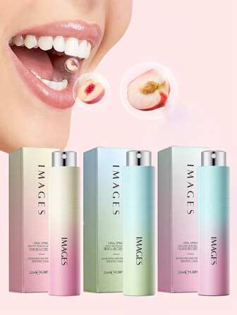 1 件装口腔清新喷雾，清新口气，白桃、薄荷和乌龙茶口味，便携式口气清新剂