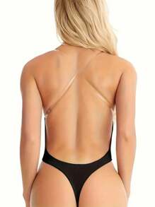 1 pieza Mono invisible con efecto moldeador sin tirantes ni espalda. Sujetador sin marcas, modelador con escote en V profunda, modelador con pecho recogido, adecuado como ropa interior, para ejercicio en casa, yoga, natación, fiestas de lencería, etc.