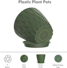 Small Plastic Nursery Pots, 5 Pack Water Ripples Plant Pots For Indoor Plants, Flower Pots With Drainage Holes And Saucers, Seeding Starter Planters For Decorative - Multicolor - View 3
