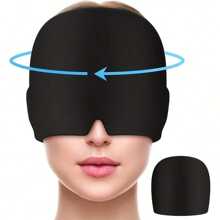 1/2 piezas Gorro de alivio de dolor de cabeza de doble capa y grosor- Correa de alivio de dolor de cabeza recubierta de gel reutilizable, sin alcohol, sin energía ni baterías necesarias, herramienta de ejercicio facial para ojos hinchados y alivio del dolor de cabeza