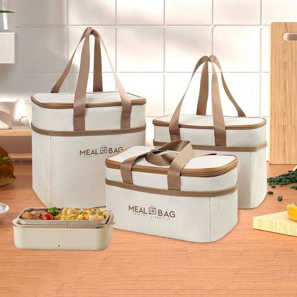 1pc Insulated Lunch Bag Lunch Box Tote Bag, High Aesthetic Lunch Carry Bag With Aluminum Foil Lunch Box Compartment For Office