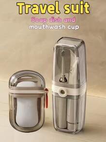 2pcs Soap Box With Rinse Cup, Travel Dental Cup Set, Toothbrush Cup Storage, Luxury Vanity Set, Portable Home Toothpaste Toothbrush Box, Lightweight Convenient Durable, Daily Home Outdoor Travel Essential Rinse Cup