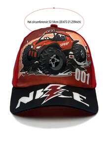 1 Peça Boné de Beisebol com Estampa de Veículo Fora de Estrada & Escavadeira para Crianças, Chapéu de Sol Fofo de Veículo de Construção