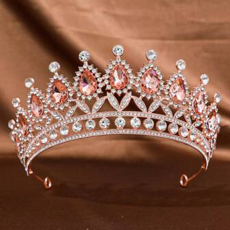 Hoofddeksel met bruidskroon van koningin, haarstuk van strass-legering voor trouwjurk, podiumshow, kostuumaccessoire